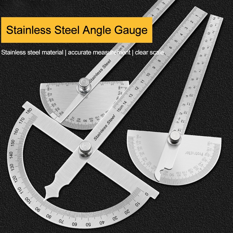 180 Degree Adjustable Semicircular Protractor Stainless Steel Angle ...
