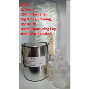 Fiberglass Set (P12) -1kg Resin, 120cc Hardener, 1kg WRC, Brush, Cup W ...