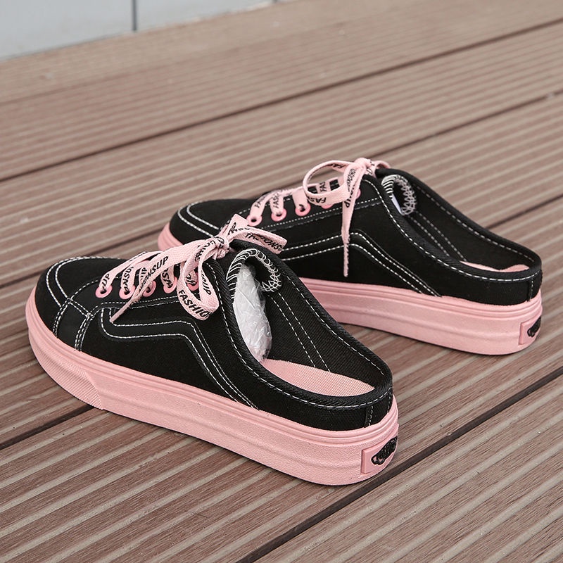 Heelless Canvas Slippers Women 2022 New Style Sneakers ins Low-Cut ...
