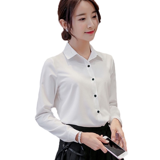 L.E FASHION long sleeve formal attire with collar Shopee