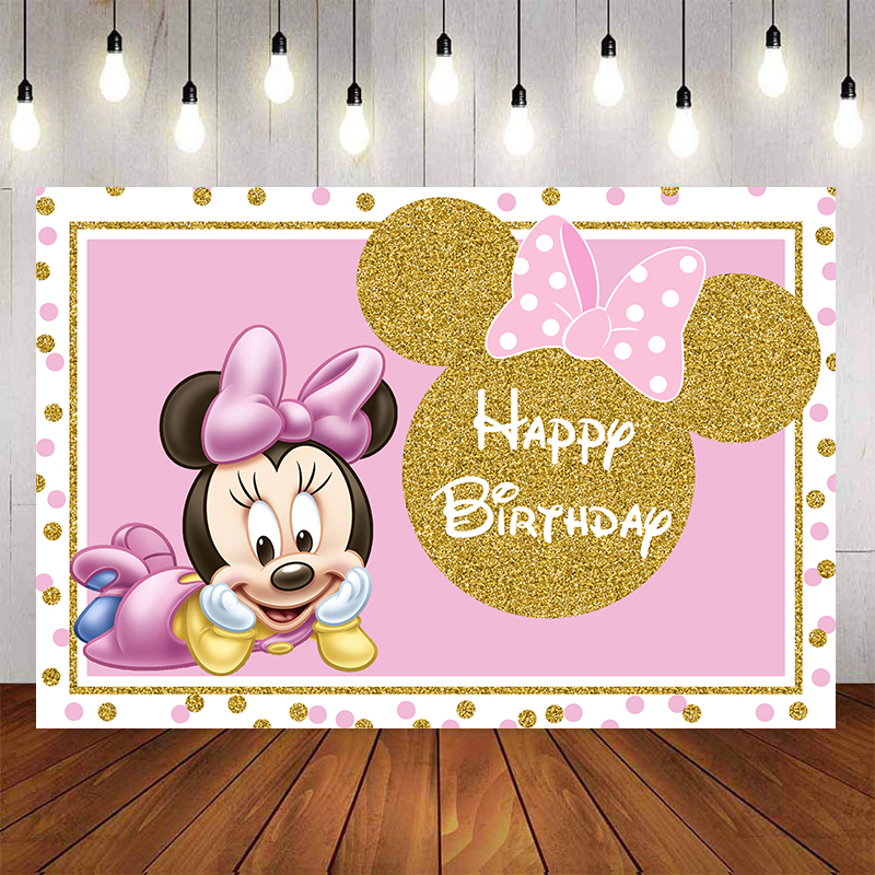 Fond De Décor Minnie Mouse Rose, Pour Baby Shower Ou Anniversaire Fille