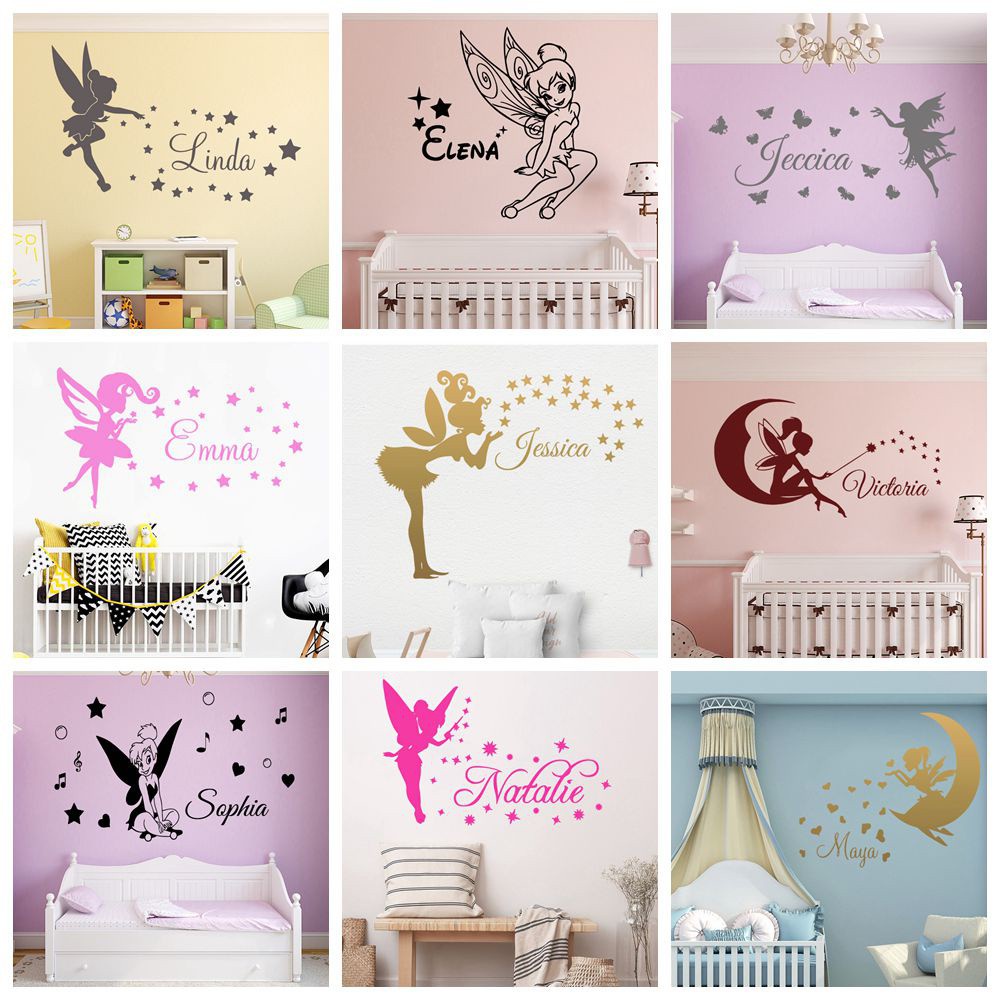 Fairy Custom Name Angel Art Vinyl Wall Sticker For Kids Room Girl Room ...