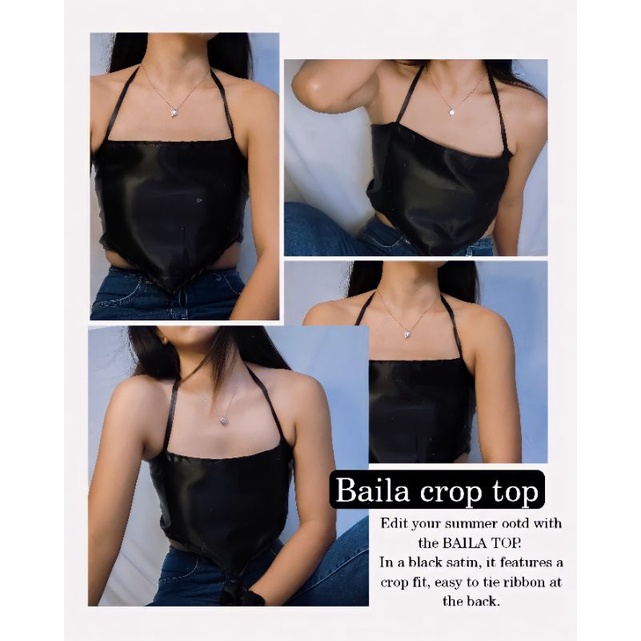 Baila Crop Top in Satin Black