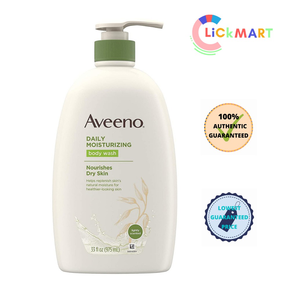 Aveeno Daily Moisturizing Body Wash with Soothing Oat Creamy Shower Gel  (Soap Free and Dye Free/Light Fragrance), 33 Fl Oz