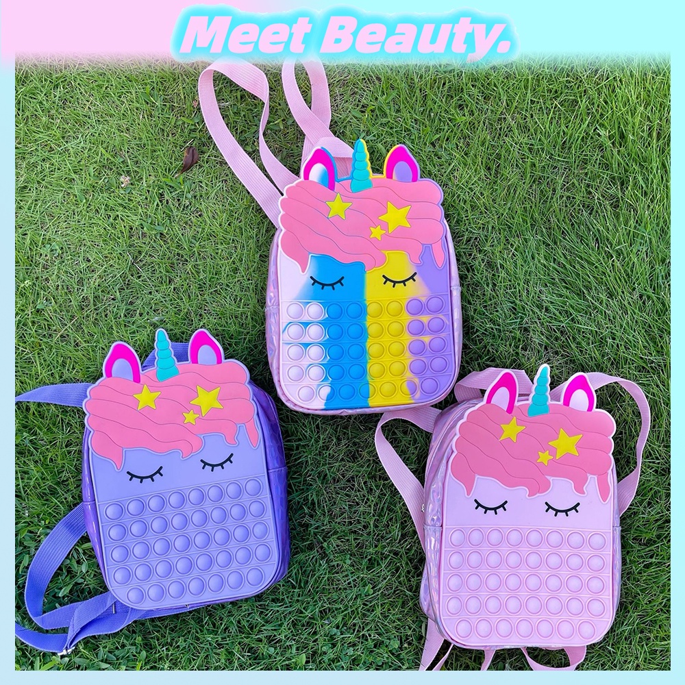Large Unicorn Backpack Pop It Backpack Unicorn Bag Pop It Fidget Toy
