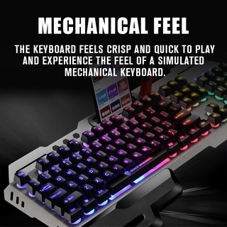 Metal Gaming Keyboard Mechanical Feel With Hand Rest Luminous 