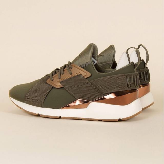 Army green puma shoes cheap womens