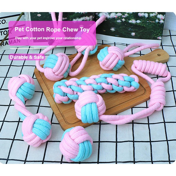 Pink and Green Rope Toy set, Dog Toys Dogs Chew Teeth Cleaner Eco ...