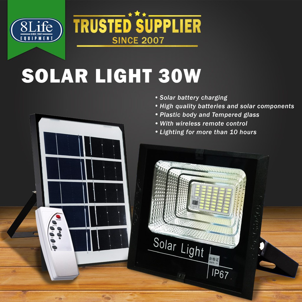 Outdoor LED Lights Solar Flood Light 30 Watts With Solar Panel and Remote Shopee Philippines