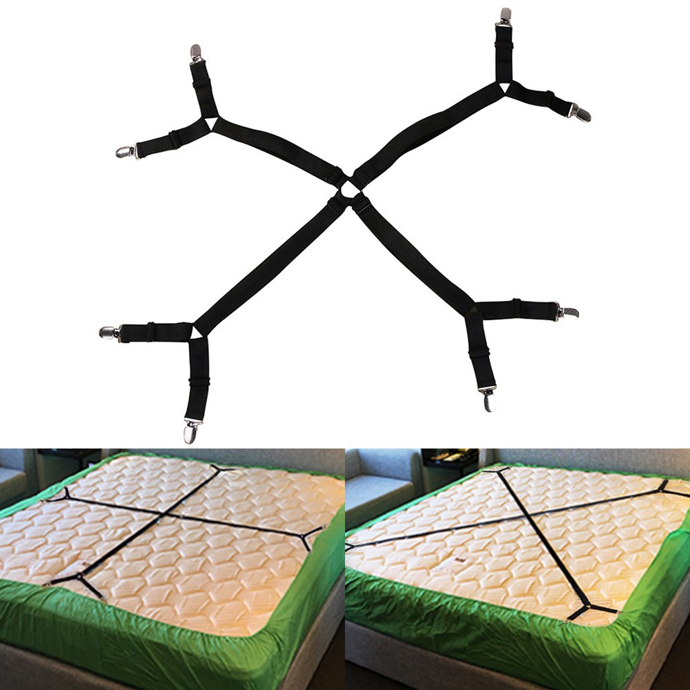 Harupink 1 Set 8 Claws Crisscross Adjustable Bed Fitted Sheet