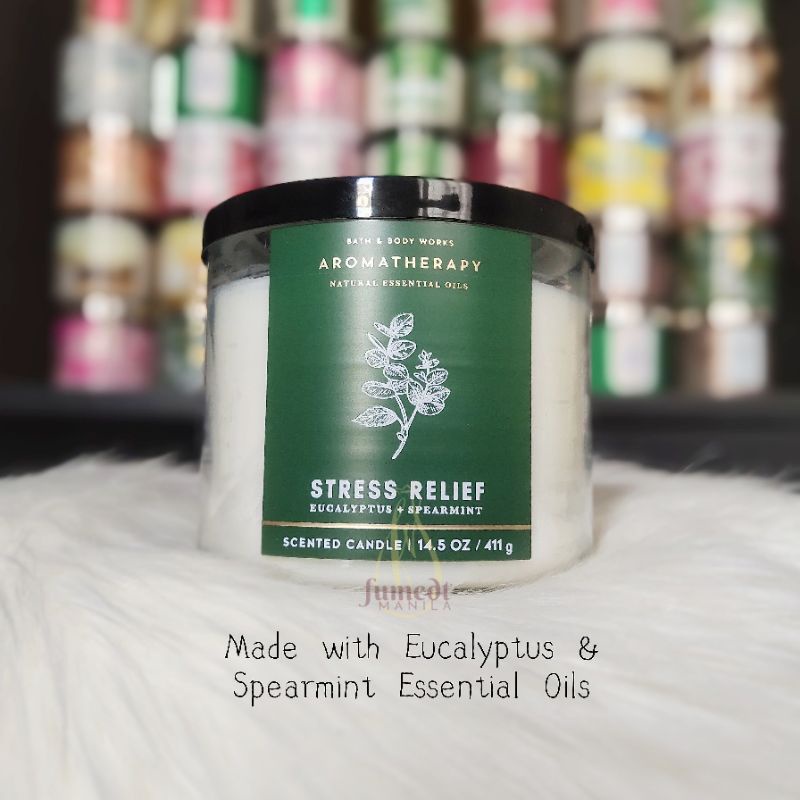 ORIGINAL Aromatherapy Stress Relief, Paris Cafe 3wick Candles by Bath