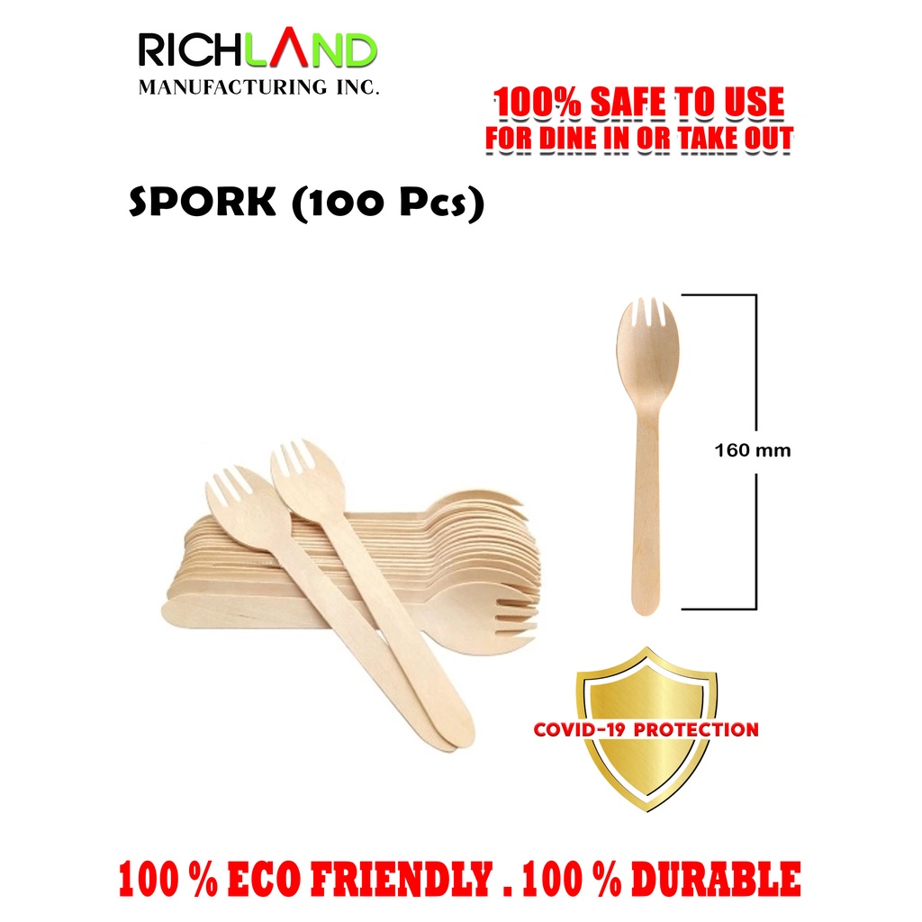 Wooden Disposable Spork (100 pcs) Shopee Philippines