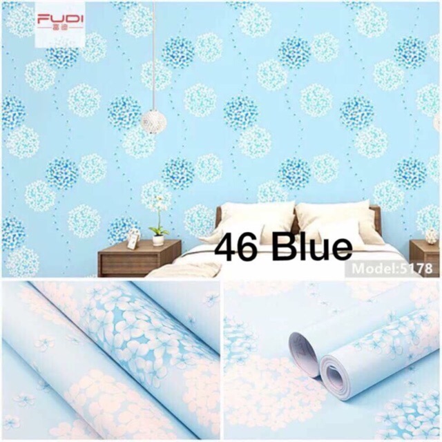 BLUE Dandelion DIY Wall paper Pvc Wallpaper self adhesive home decor