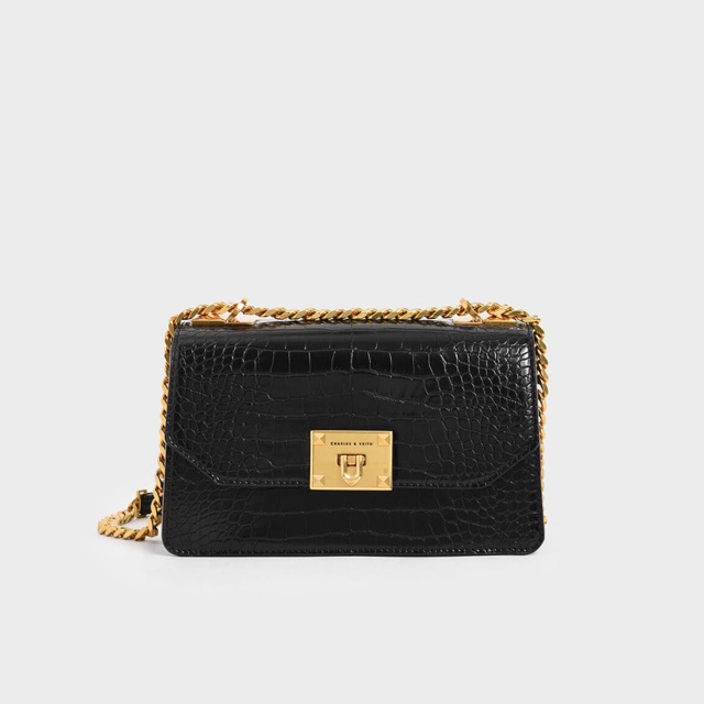 Charles Keith CrocEffect Chain Strap Crossbody Bag Shopee Philippines