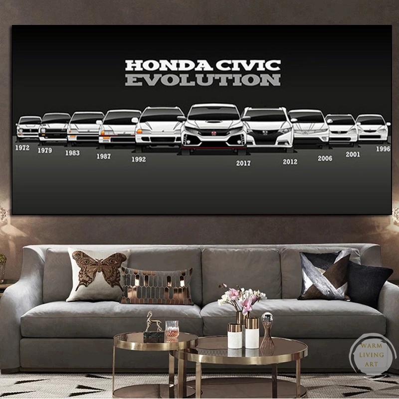 Modern Art Honda CIVIC Type R Series Evolution Car Posters Wall Canvas