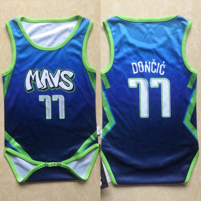 Romper Baby Luka Doncic 77 Dallas Mavericks boys girls Jersey MAVS 2020 City Edition Jersey NBA Basketball Jersey