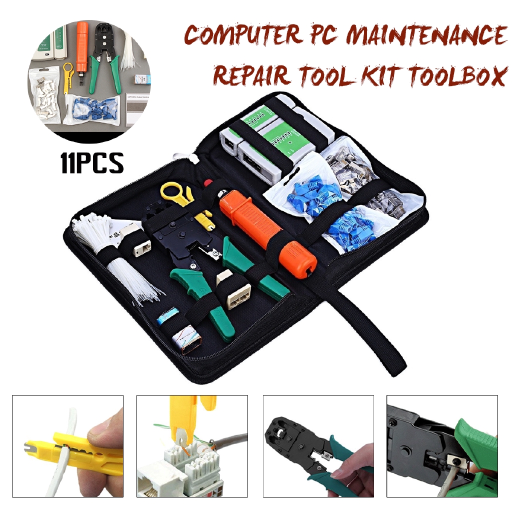 Network Ethernet LAN Kit RJ45 Cat5e Cat6 Cable Tester Crimping Tool Set ...