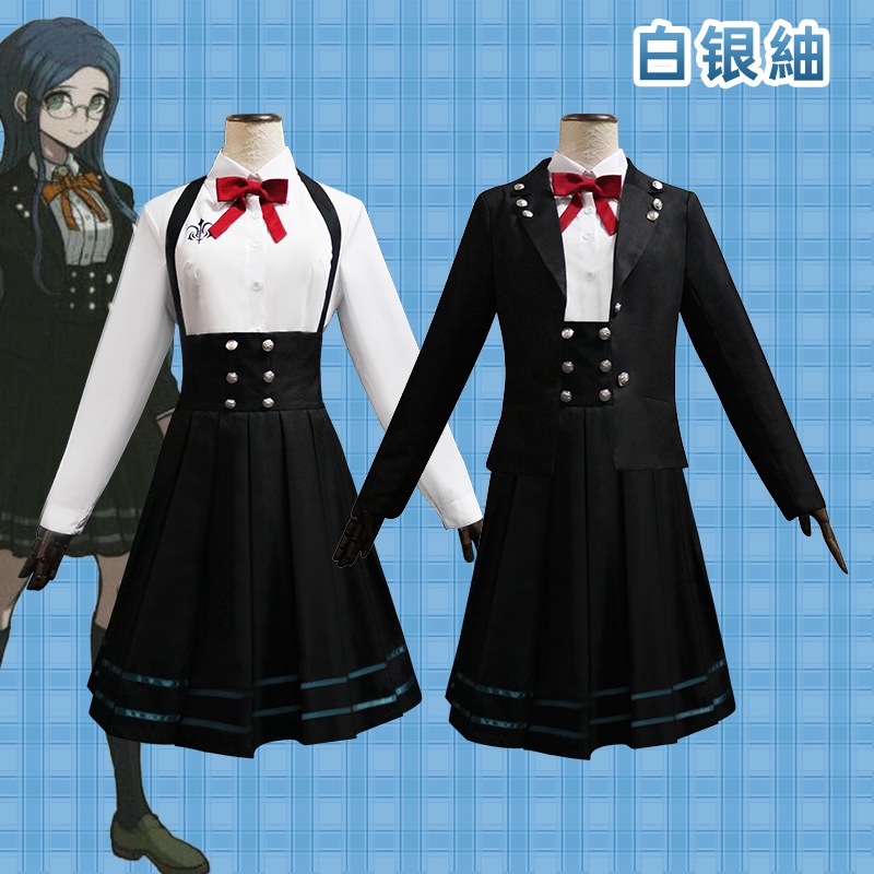 Anime danganronpa v3 shirogane tsumugi personagem cosplay traje escola jk  uniforme vestido preto roupas com peruca