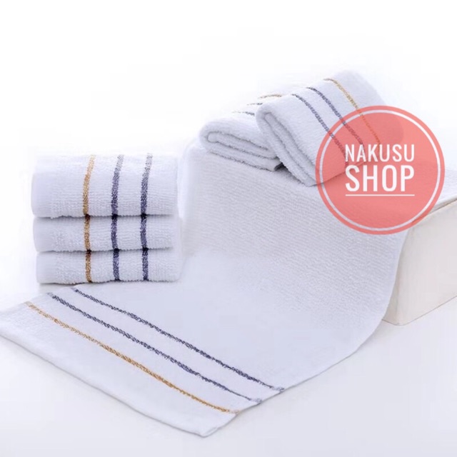 Nakusu 12pieces Hand Towel White 3line Cannon 32g Face Towel Shopee Philippines 7827