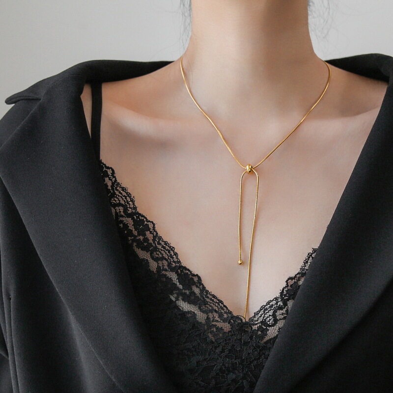 Retro Niche Adjustable Pull Bone Chain Necklace Women's Fashion ...