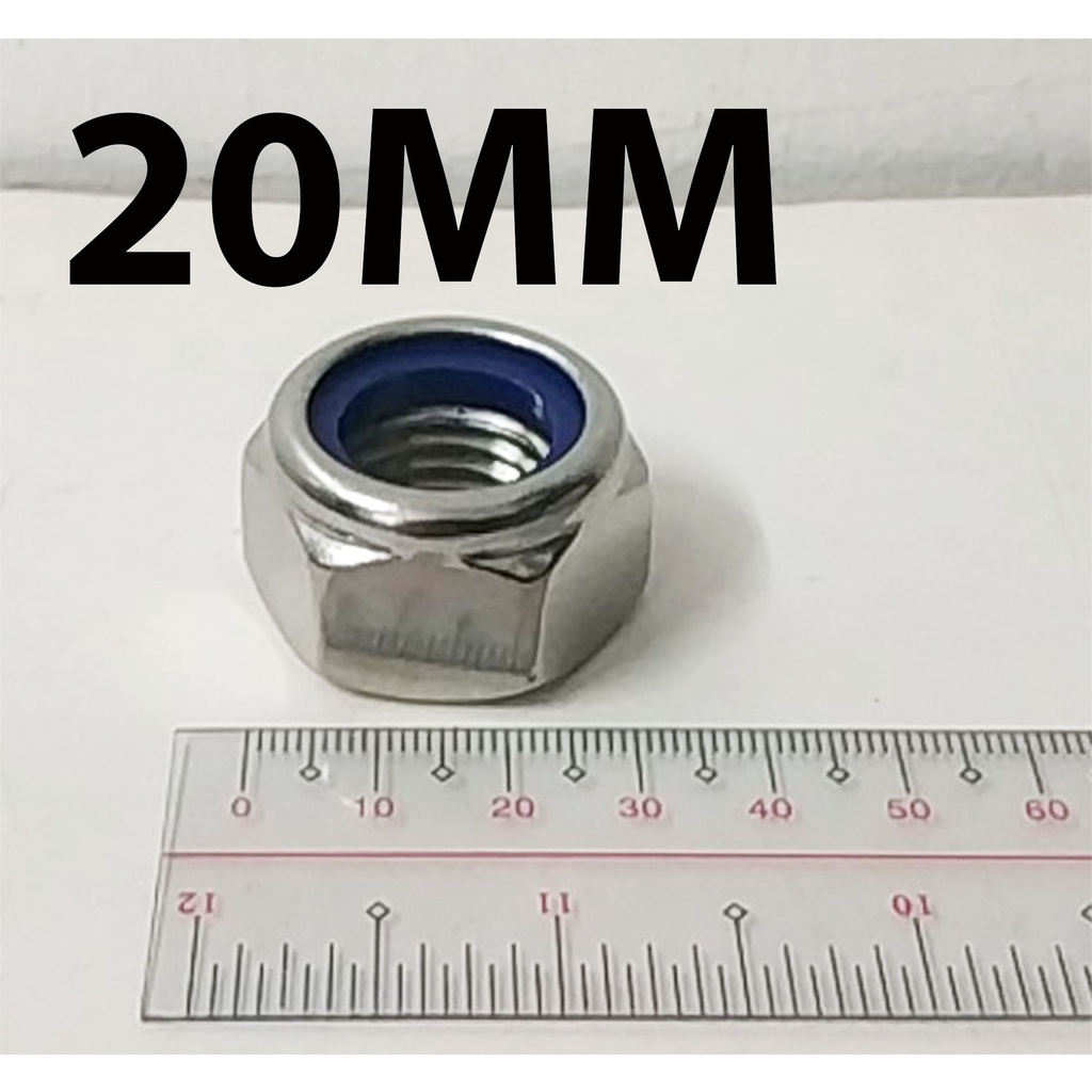 SS LOCK NUT 20MM ( STAINLESS STEEL SELF LOCKING NUT LOCKNUT ) Shopee