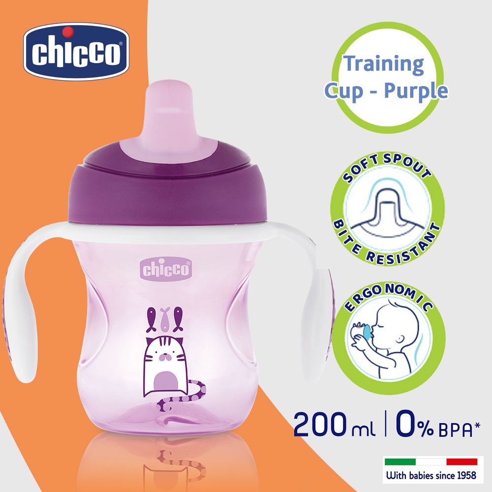 Chicco 7oz. Semi-soft Trainer with Bite-resistant Spout and Spill-Free Lid | Removable, Non-Slip Handles | Top-Rack Dishwasher Safe | Easy to Hold