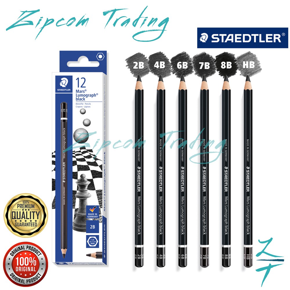 Staedtler Mars 100b Lumograph Black Pencils 2b 4b 6b 7b 8b Shopee