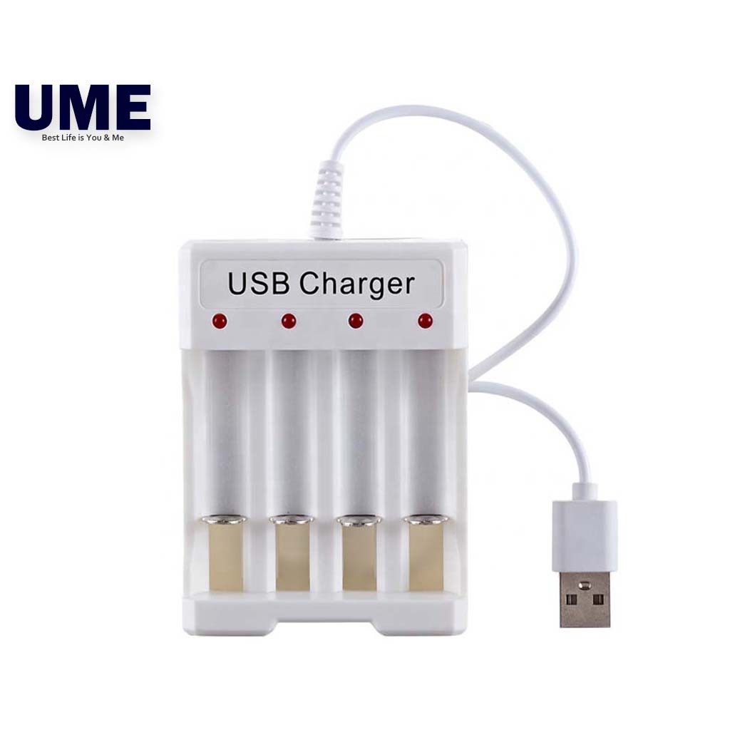 DC5V 4 Slot AA/AAA Rechargeable Battery Charger USB Interface Adapter 1