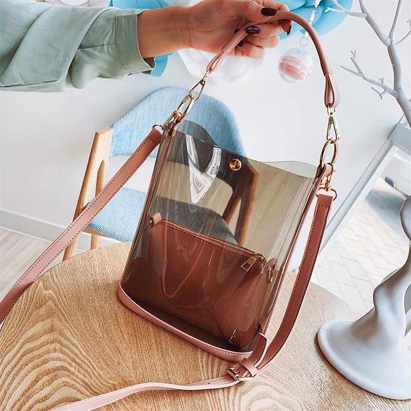 MISS PINK 2022 New Style Fashion Transparent Jelly Bag Beach Women Large Capacity One Shoulder Portable Messenger Shopee Philippines