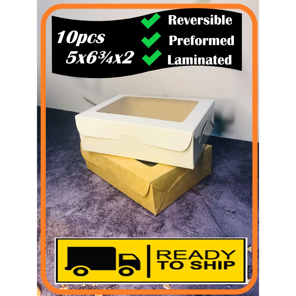 10pcs 5x6¾x2 Pastry Box with Window | Reversible | Preformed | Shopee ...