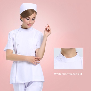 Nurse Uniform Suit White Stand-Up Collar Pink Blue