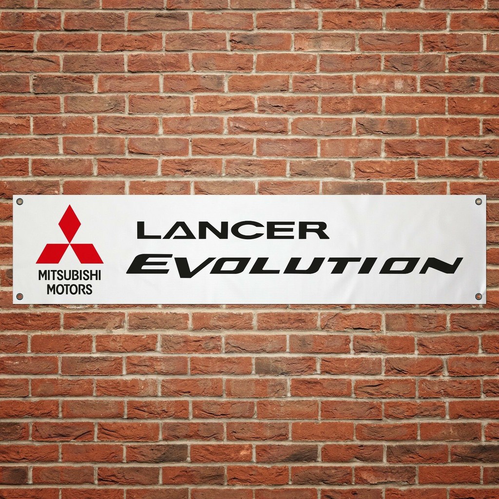 Mitsubishi Lancer Evo Banner Garage Workshop Metal Tin Sign Rally Car ...