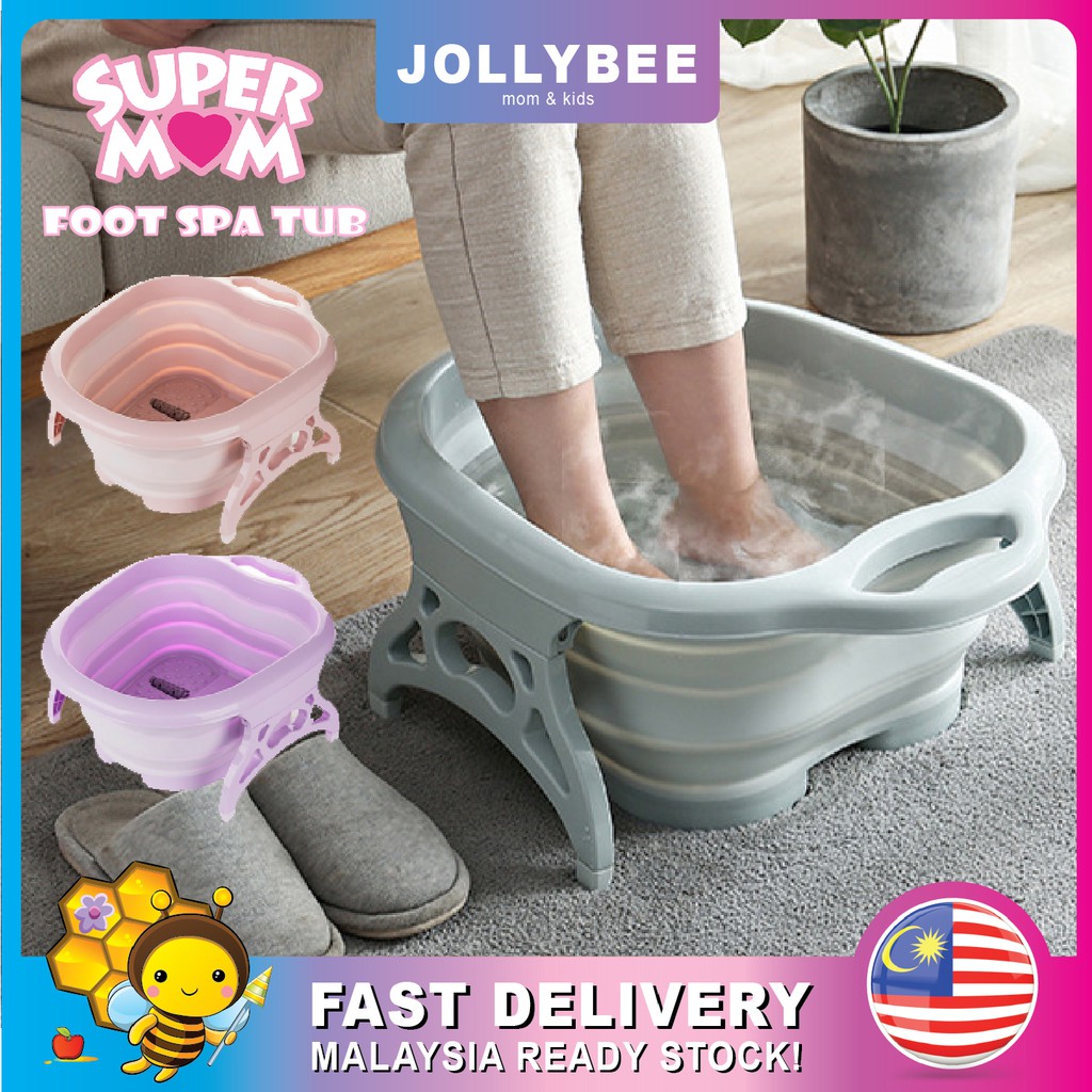 Jollybee Foldable Foot Spa Tub Basin Collapsible Foot Washing Massage Bucket Pedicure Soaking