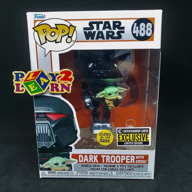 Funko POP! SW Mandalorian #488 Dark Trooper with grogu (EE EX) w ...