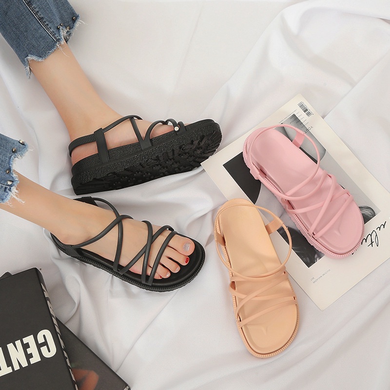 Flat Sandals for Women Sandal Summer Shoes Casual Fashion Korean Ladies ...