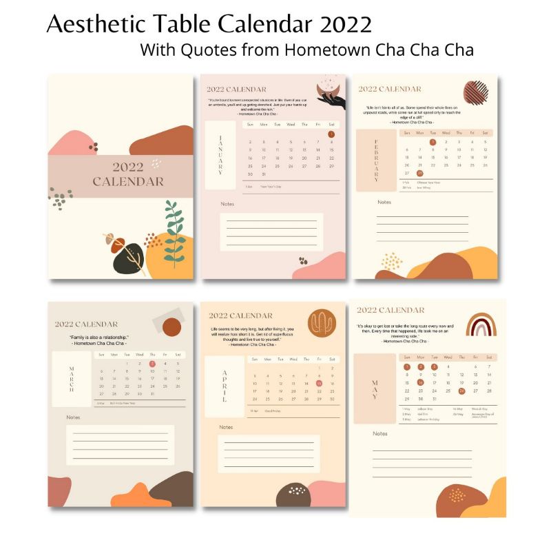 Hadeea - Aesthetic Table Calendar Aesthetic Desk Calendar 2022 with