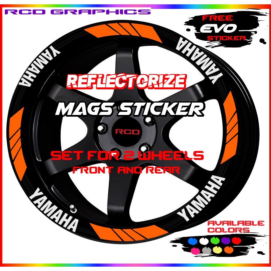 Yamaha mio mags sticker reflectorize universal rim 14 set front and ...