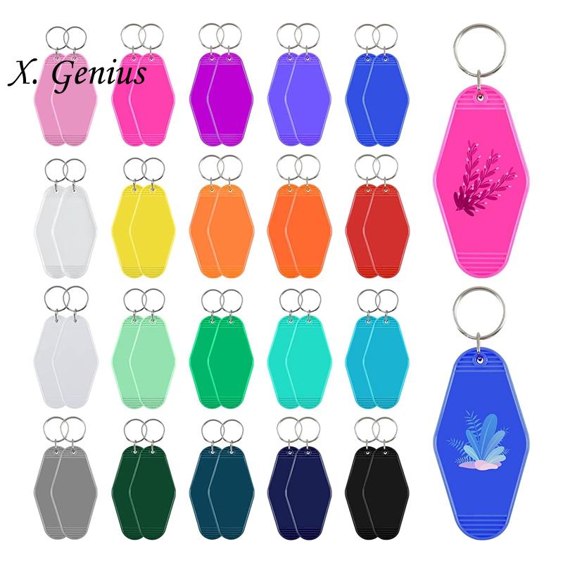 40Pcs Vintage Motel Keychains 20 Colors Hotel Keychains Blank Heat Transfer Ornament for