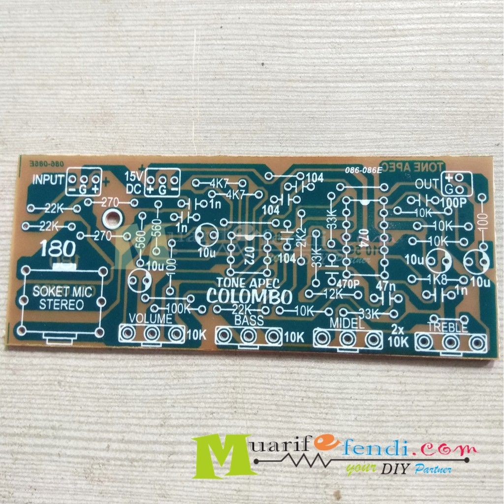 Pcb Tone Control MONO APEX Input Balance 180M 3way TOA Stereo Socket