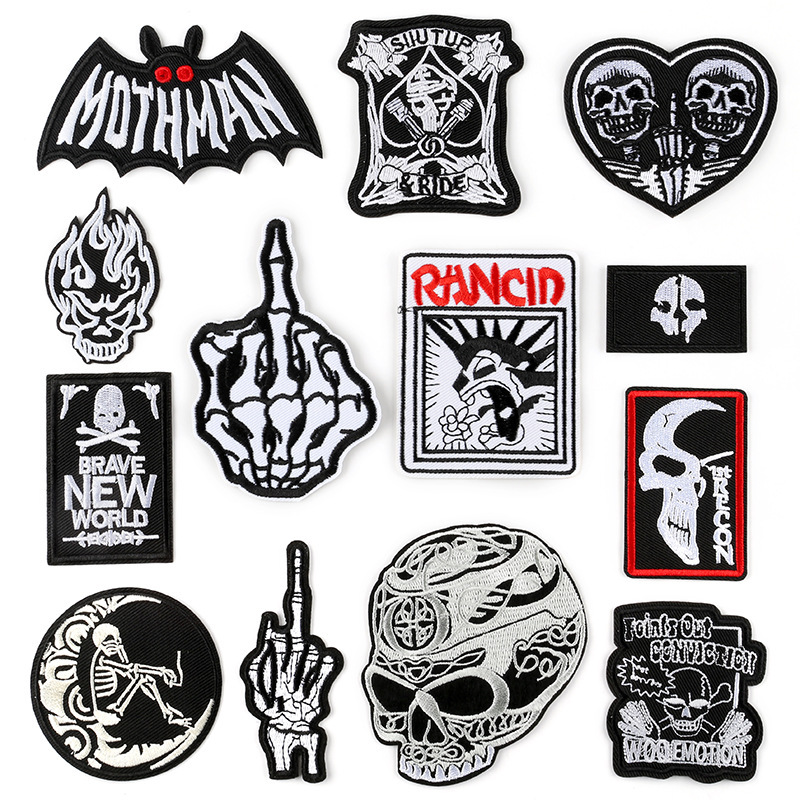 Embroidered cloth patch stickers skull letter embroidery Mark Tsai ...