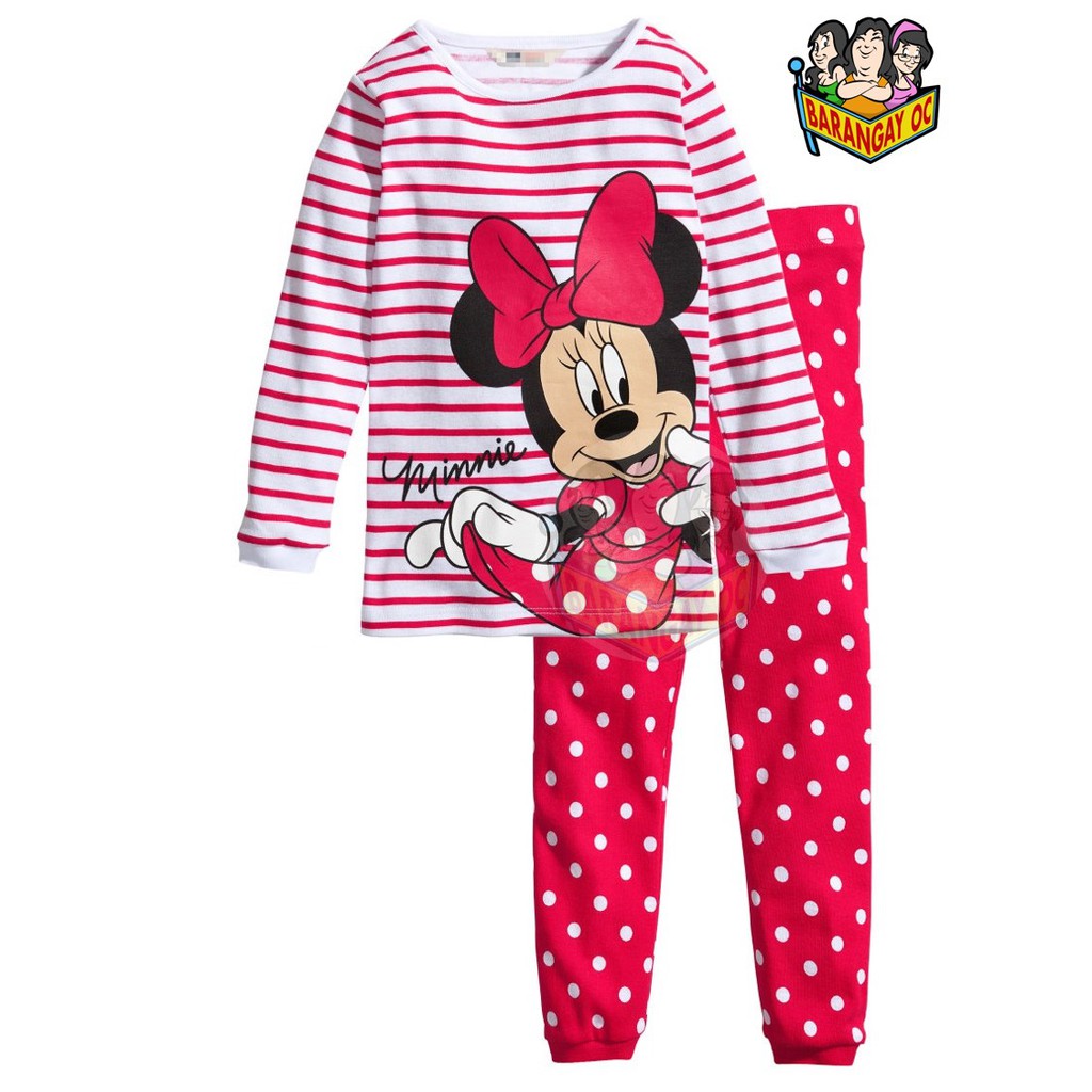 OC_MINNIE MOUSE RED STRIPES PAJAMA SET | Shopee Philippines