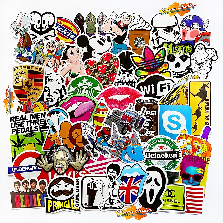 Skateboard Stickers Surf Skate Lucky Bag V.2 50 Pieces Glossy Coating ...