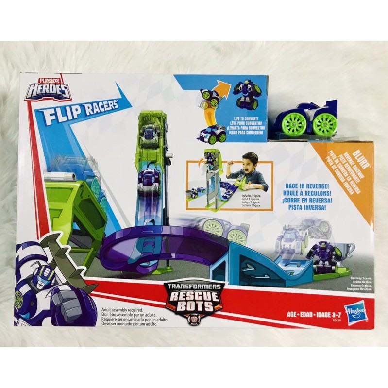 PLAYSKOOL Heroes Transformers Rescue Bots FLIP RACERS BLURR REVERSE ...
