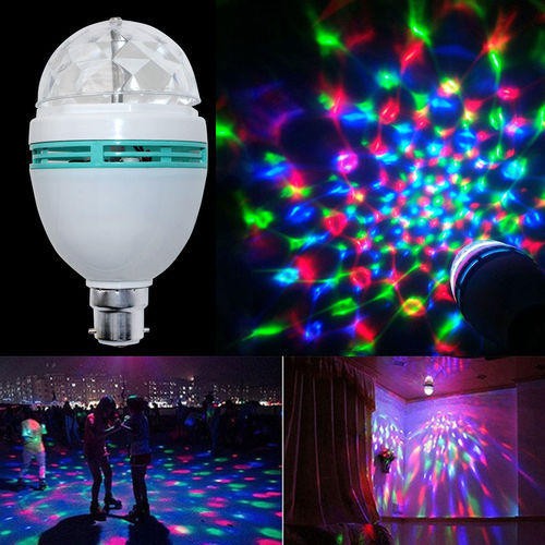 Led Light Bulb Portable Disco Ball E27 3W 360 Rotating Lamp LED