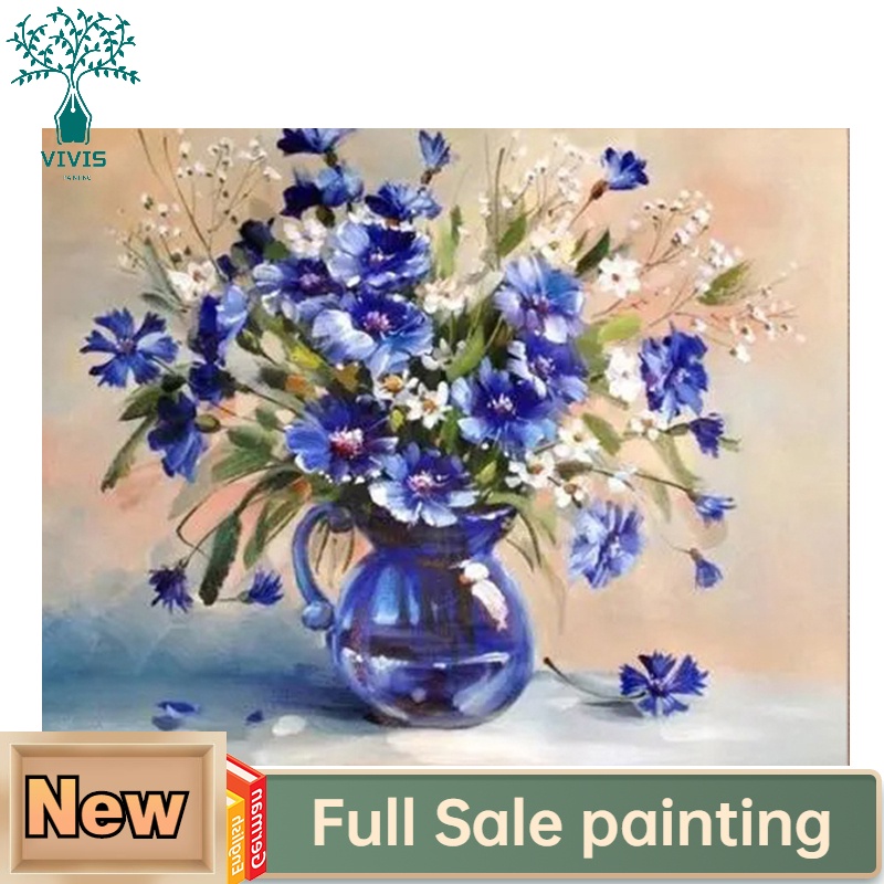 paint by numbers Blue flowers painting set for kids with magnet ...