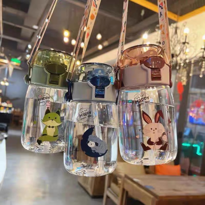 630ml Clear Plastic Straw Space Cup, Bulletproof Lid Water Bottle