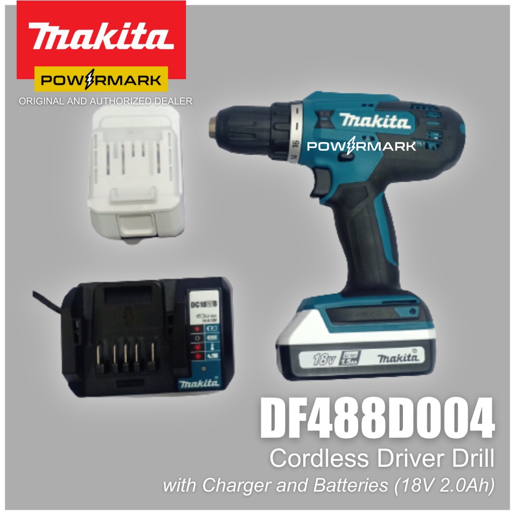 MAKITA DF488D004 Cordless Driver Drill with Charger and Batteries (18V ...