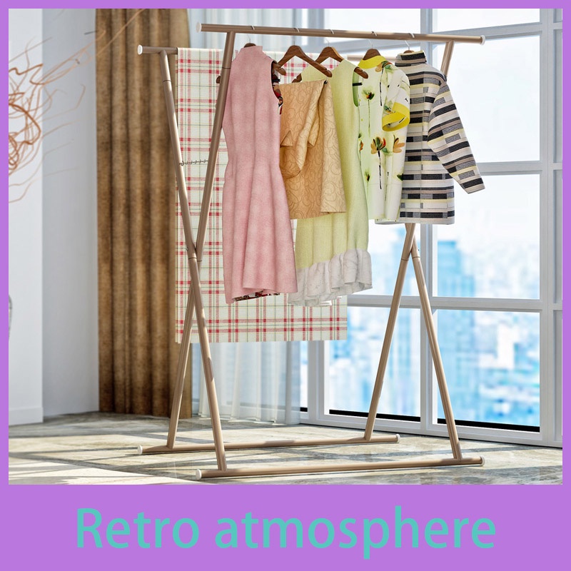 Clothes rack floortoceiling folding antirust double pole Xshaped