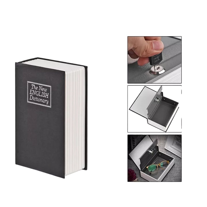 Metal Steel Dictionary Mini Safe Box Book Money Hidden Secret Security