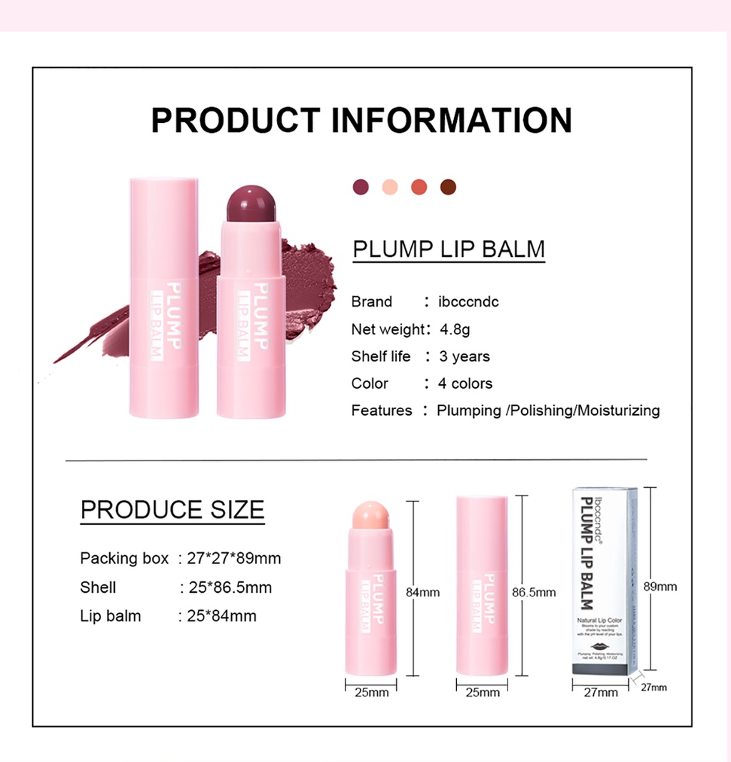 IBCCCNDC Tinted Lip Balm Plumping Lipstick Moisturizing Natural Non ...